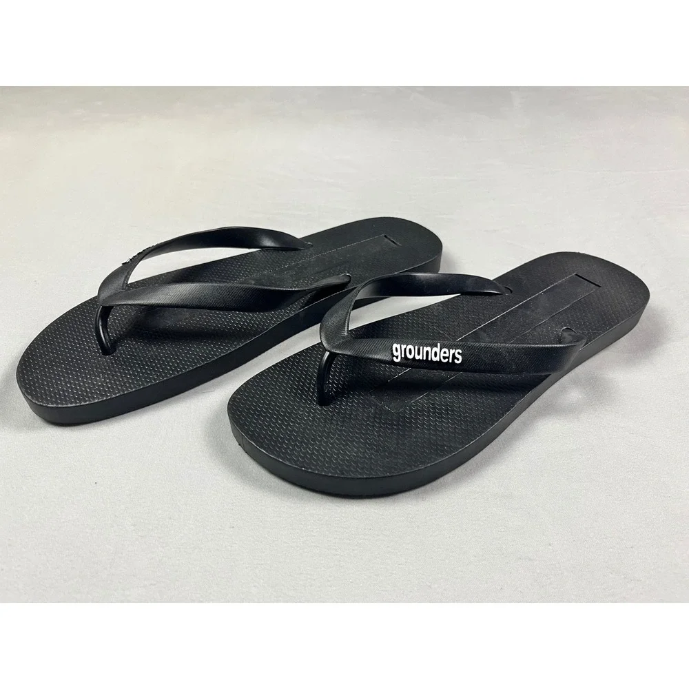 Grounders Mens Black Flip Flops Thong Sandals Size 11 Grounding Earthing New